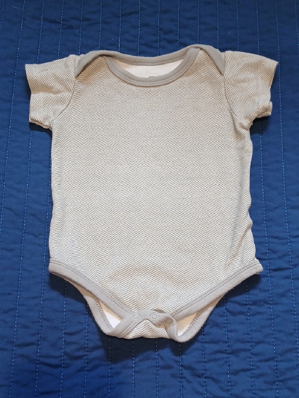 Hudson Baby Grey Herringbone Short-Sleeve One-Piece
